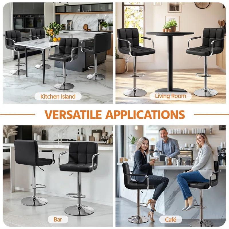 Pete Swivel Upholstered Adjustable Height Counter Stool with Metal Frame