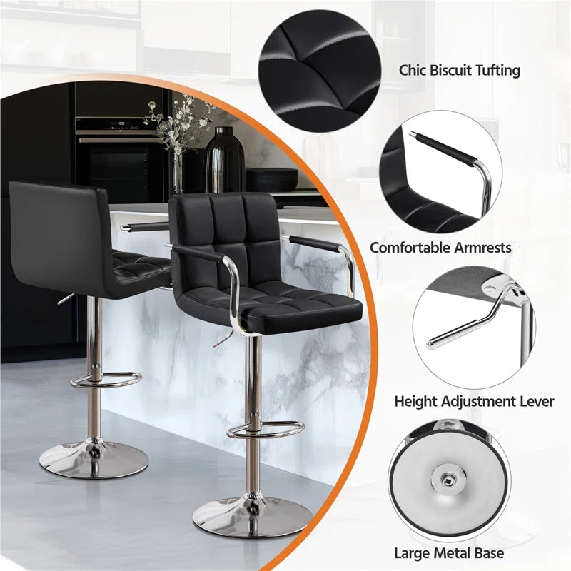 Pete Swivel Upholstered Adjustable Height Counter Stool with Metal Frame
