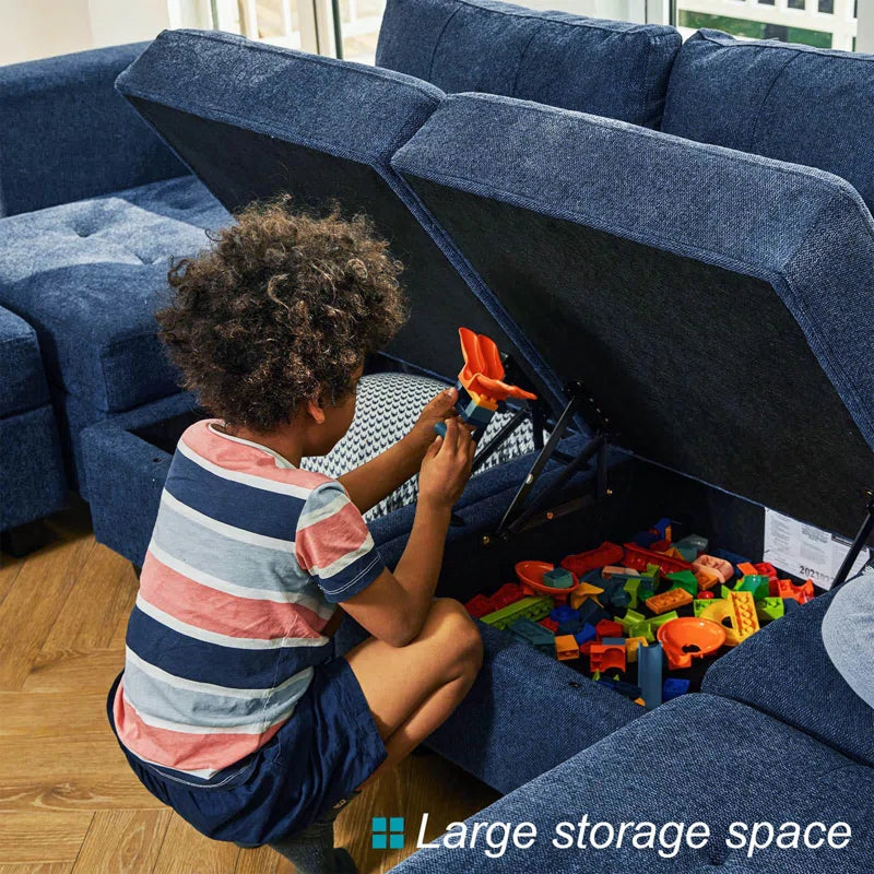 Kapun 169.4'' Large U-Shaped Variable Sectional Couch Module Polyester Blend Sofa with Storage