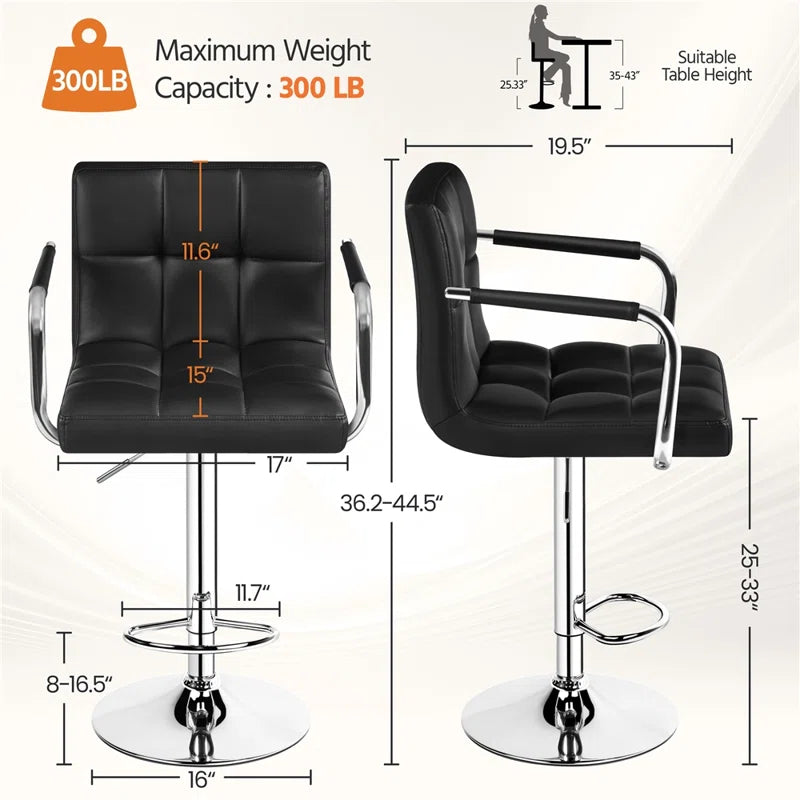 Pete Swivel Upholstered Adjustable Height Counter Stool with Metal Frame
