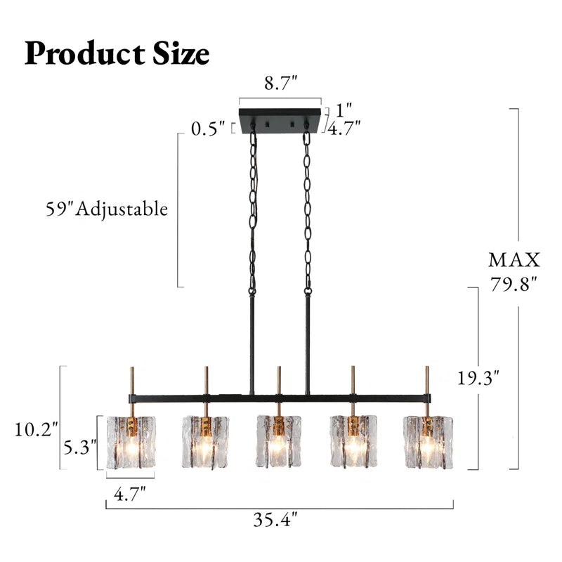 Quitman 5 - Light Gold/Black Kitchen Island Linear Pendant