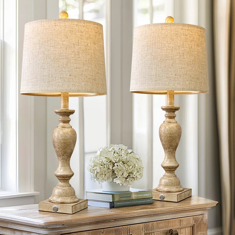 25.5"Retro Desk Lamp with USB, Suitable for Bedroom, Living Room, and Office (Bulb Included)