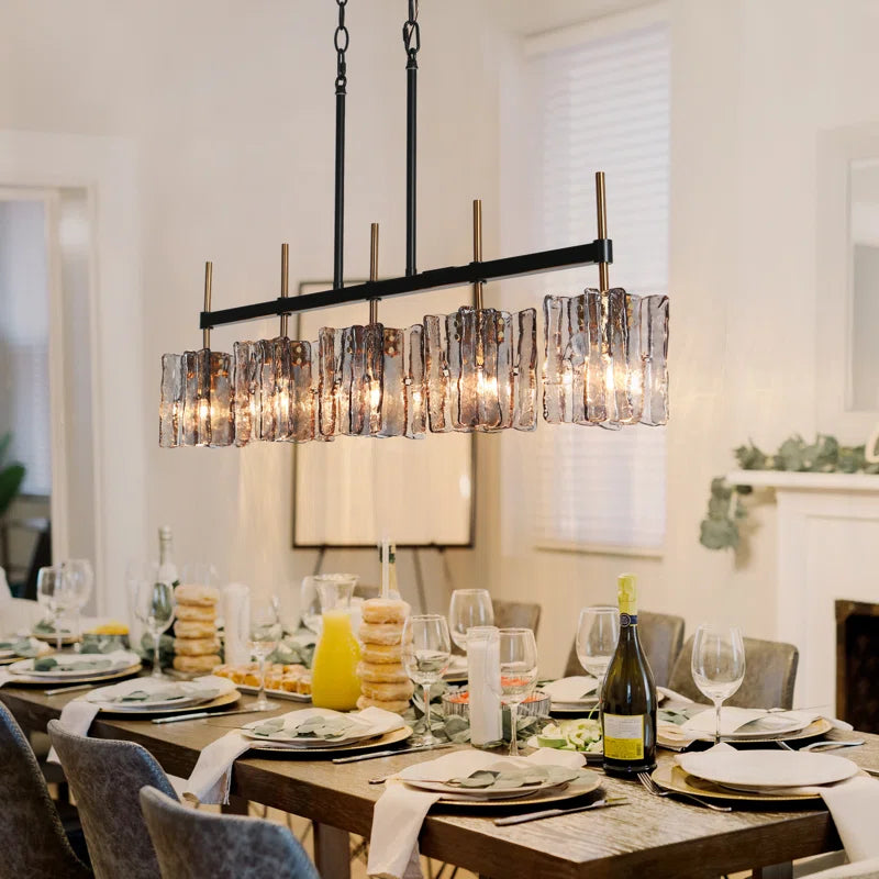 Quitman 5 - Light Gold/Black Kitchen Island Linear Pendant