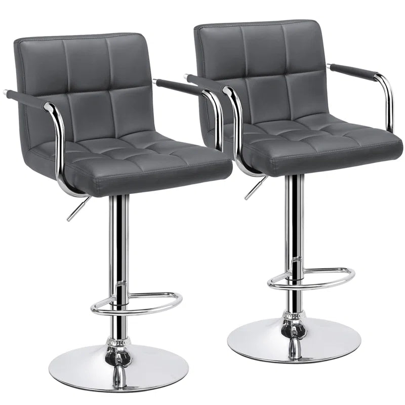 Pete Swivel Upholstered Adjustable Height Counter Stool with Metal Frame