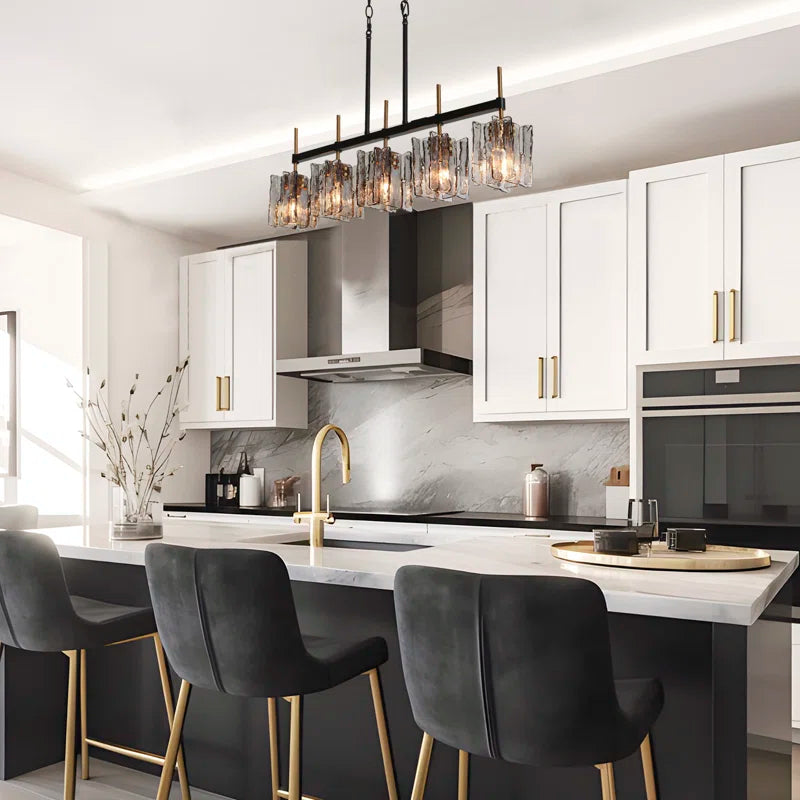 Quitman 5 - Light Gold/Black Kitchen Island Linear Pendant