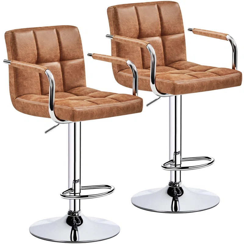 Pete Swivel Upholstered Adjustable Height Counter Stool with Metal Frame