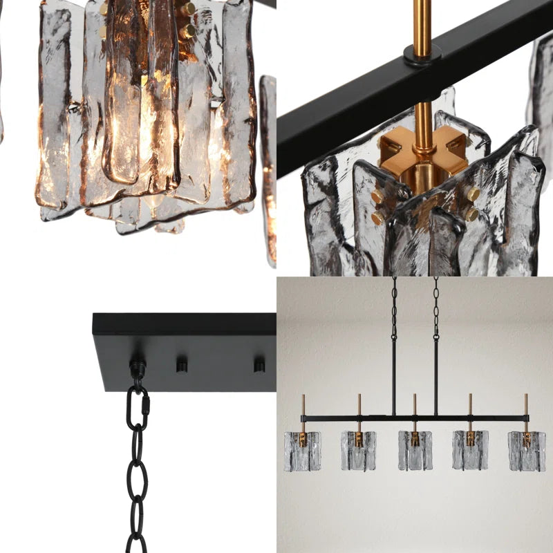 Quitman 5 - Light Gold/Black Kitchen Island Linear Pendant