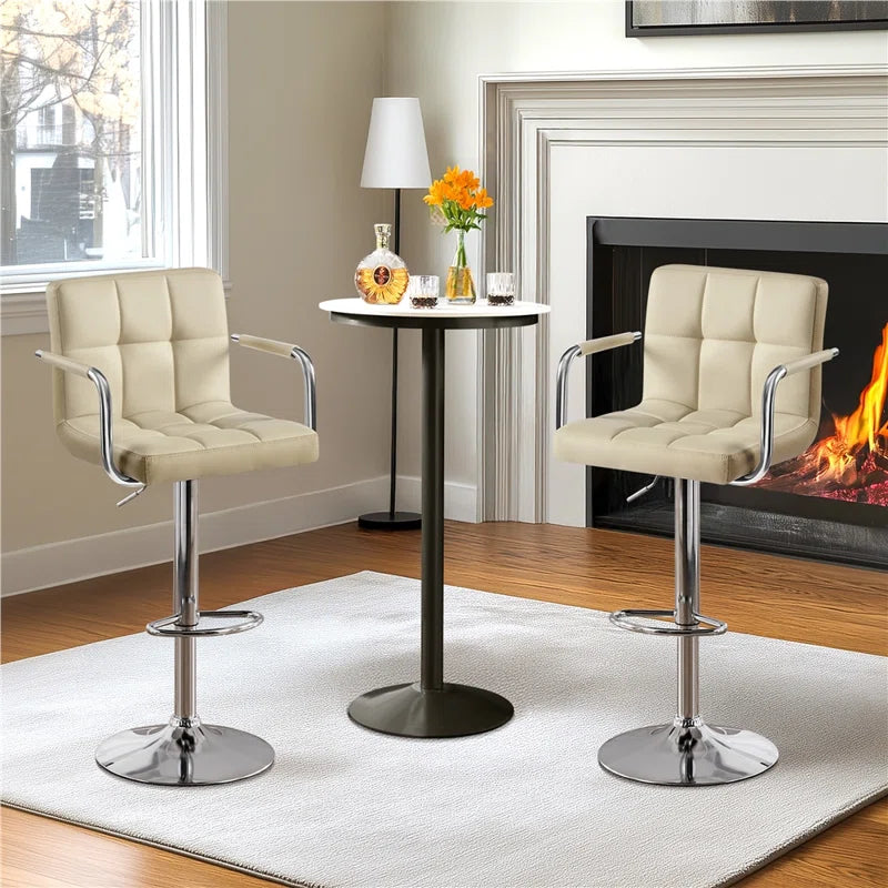 Pete Swivel Upholstered Adjustable Height Counter Stool with Metal Frame