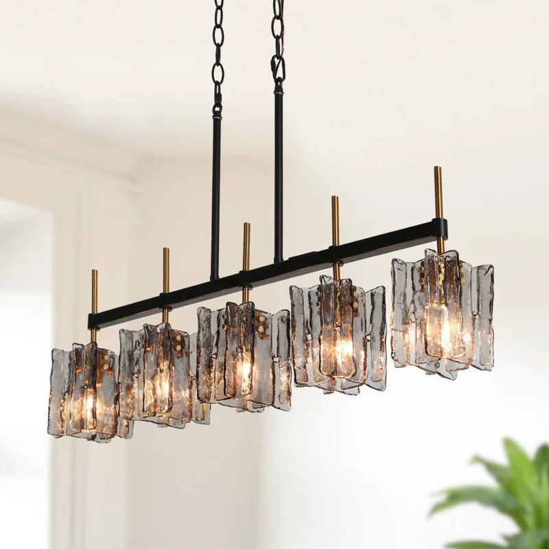 Quitman 5 - Light Gold/Black Kitchen Island Linear Pendant