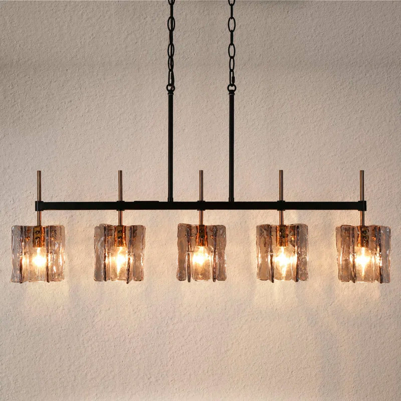 Quitman 5 - Light Gold/Black Kitchen Island Linear Pendant
