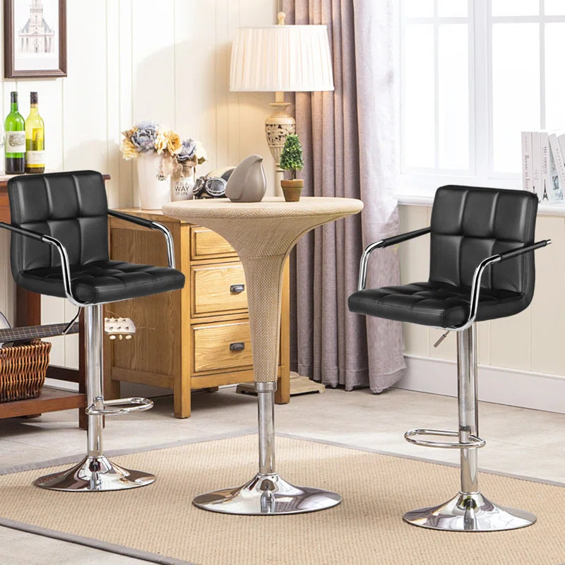 Pete Swivel Upholstered Adjustable Height Counter Stool with Metal Frame
