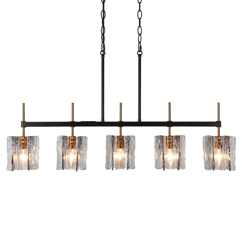 Quitman 5 - Light Gold/Black Kitchen Island Linear Pendant