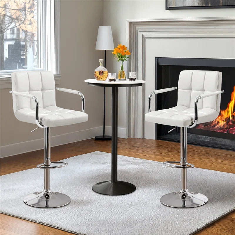 Pete Swivel Upholstered Adjustable Height Counter Stool with Metal Frame