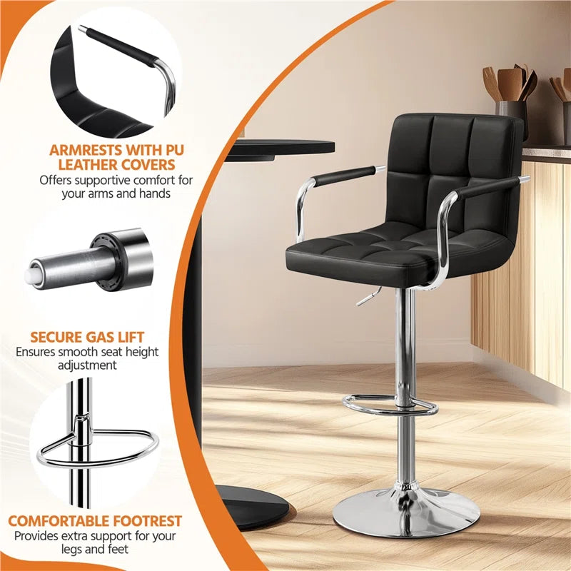 Pete Swivel Upholstered Adjustable Height Counter Stool with Metal Frame