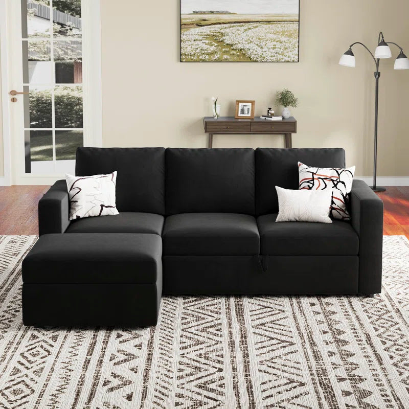 L Shaped Sofa Pull Out Sofa Bed Convertible Modular Sectional Couch Sleeper for Apartment