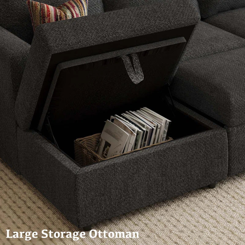 L Shaped Sofa Pull Out Sofa Bed Convertible Modular Sectional Couch Sleeper for Apartment