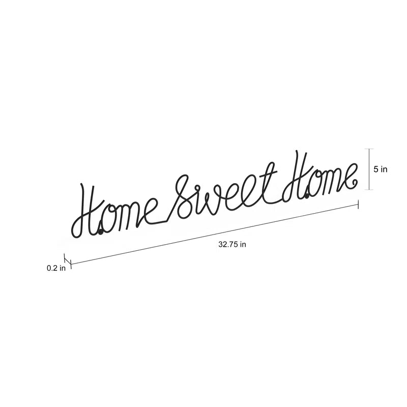 Home Sweet Home Wall Decor - Decorative Metal Cursive Cutout - Word Art Sign for Modern Rustic and Vintage Farmhouse Decor