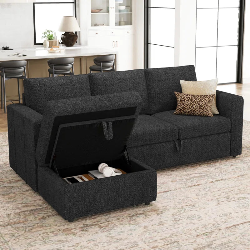 L Shaped Sofa Pull Out Sofa Bed Convertible Modular Sectional Couch Sleeper for Apartment